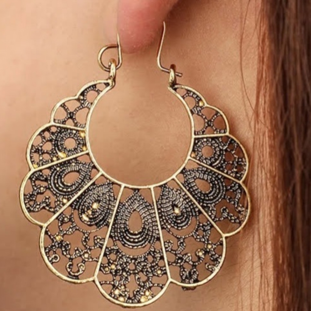 Bohemia Vintage Peacock Gold Silver Color Earrings